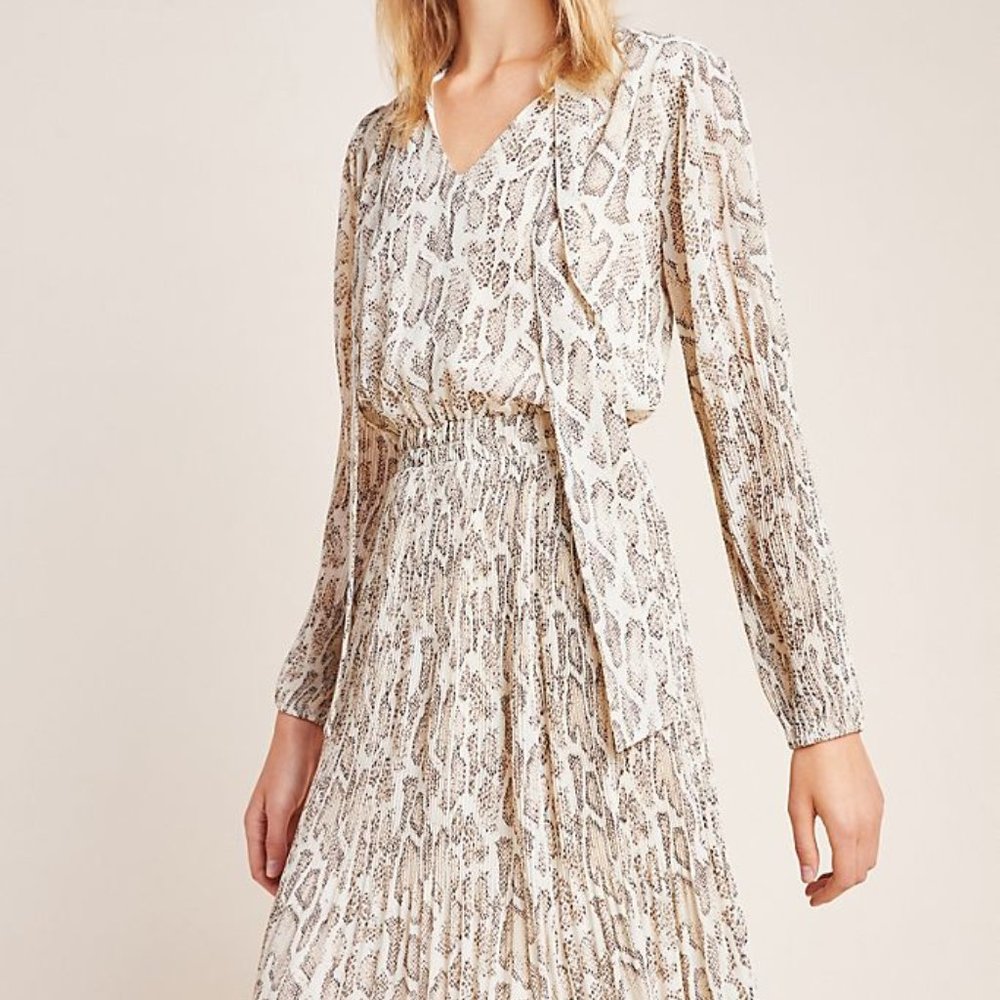 New Anthro Current Air Olivia Snake Midi Dress M